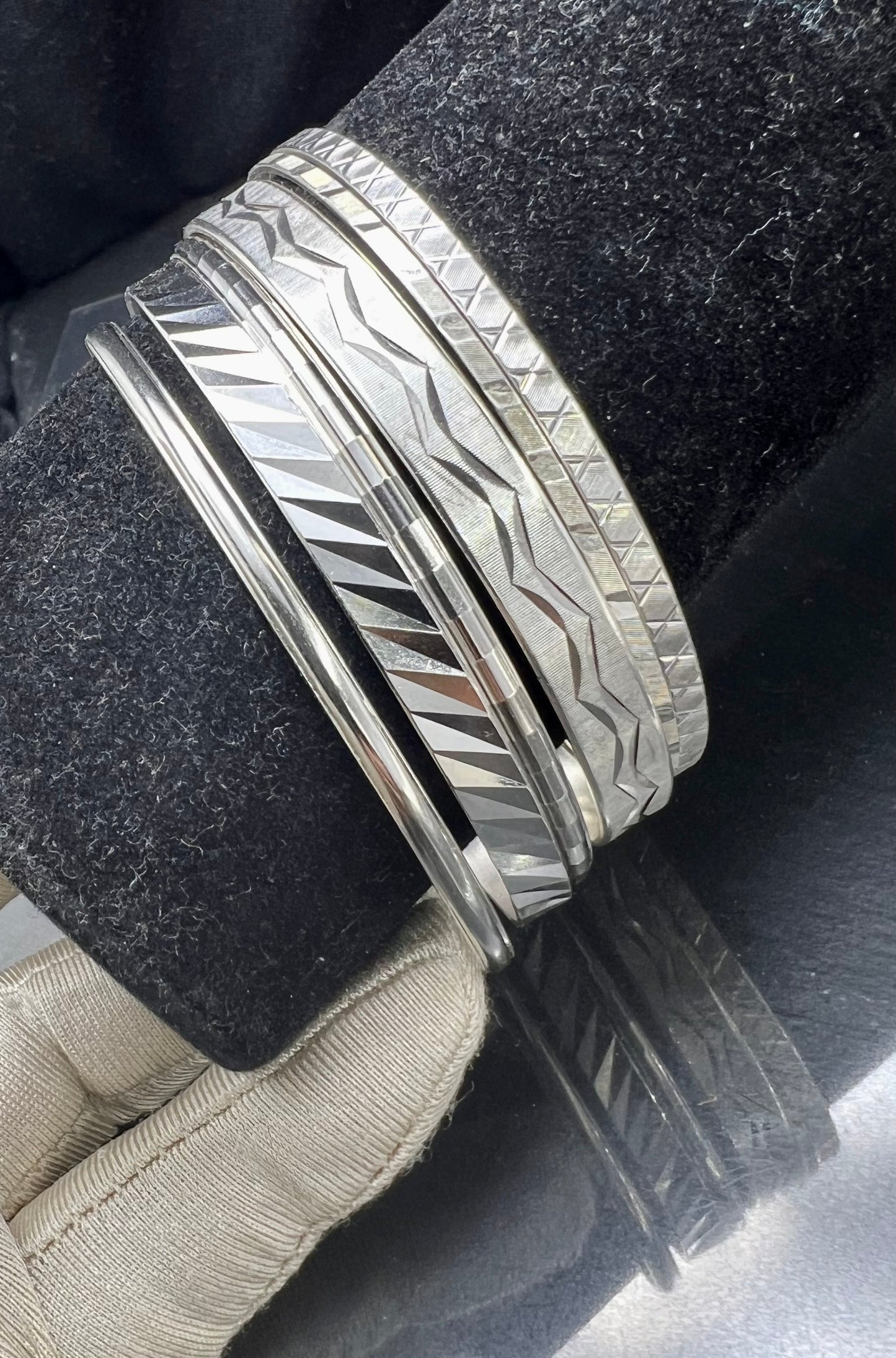 6 Armreifen im Kreis Vintage Jahre ‘60 aus 835er Silber massive