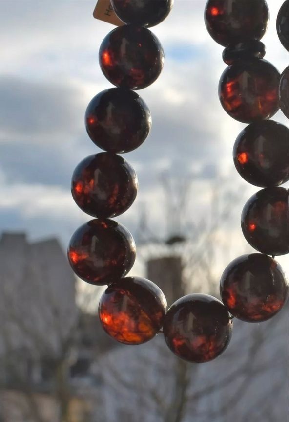 Alte Riesige Rote Bernstein-Gebetskette 19Mm Prayer Beads Amber Kehribar, Bernstein Tasbih, Islamisches, 925er silbere quaste