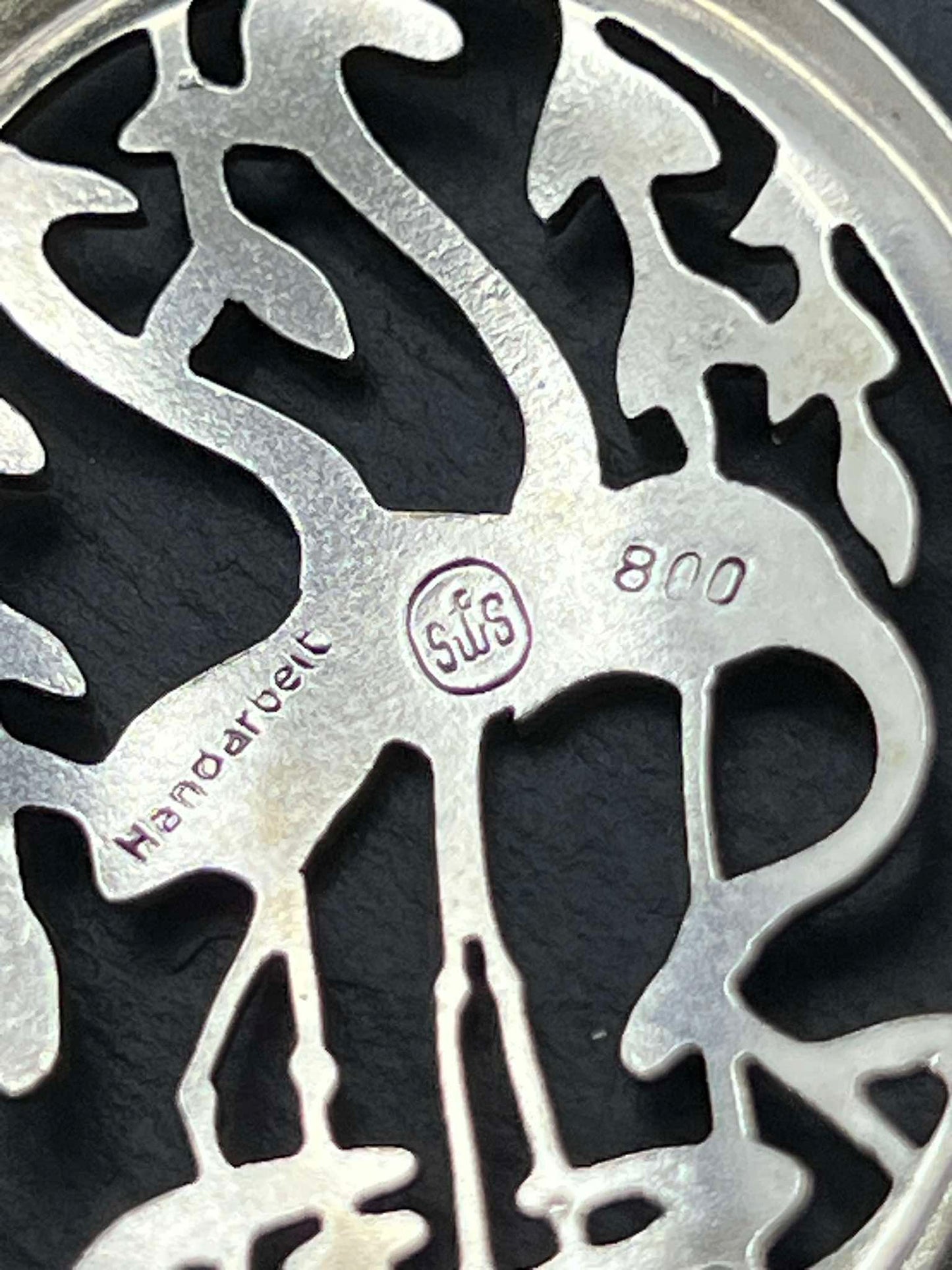 Drei Störche Halskette Vintage 800er Silber Familie Geschenke Handarbeit Halskette