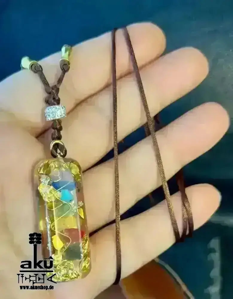 7Chakras Halskette Edelstein Energieanhänger Orgonit Coil Harz Schmuck, Meditationsenergie - AkueShop