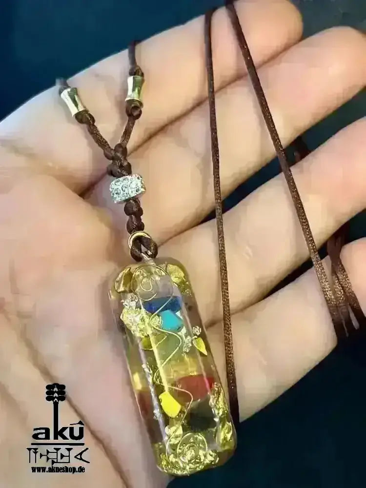 7Chakras Halskette Edelstein Energieanhänger Orgonit Coil Harz Schmuck, Meditationsenergie - AkueShop