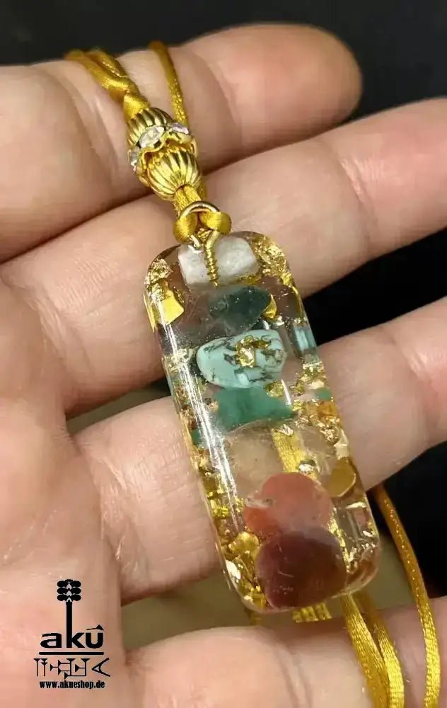 7Chakras Halskette Edelstein Energieanhänger Harz, Reiki - Meditationsenergie - AkueShop