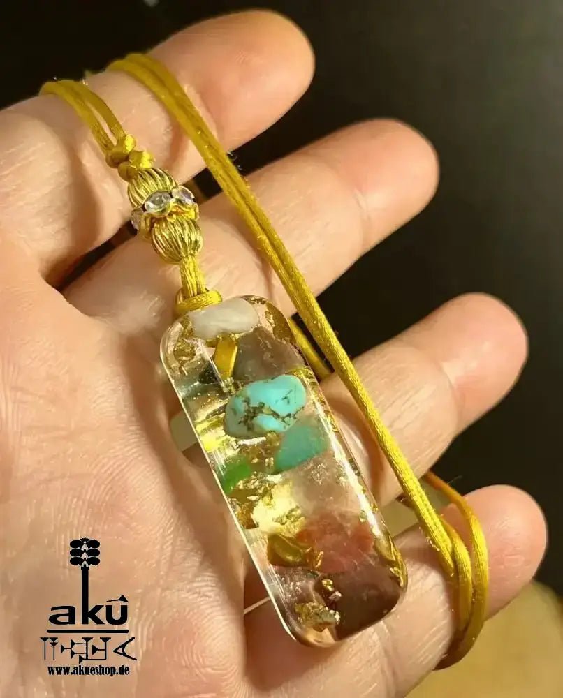 7Chakras Halskette Edelstein Energieanhänger Harz, Reiki - Meditationsenergie - AkueShop