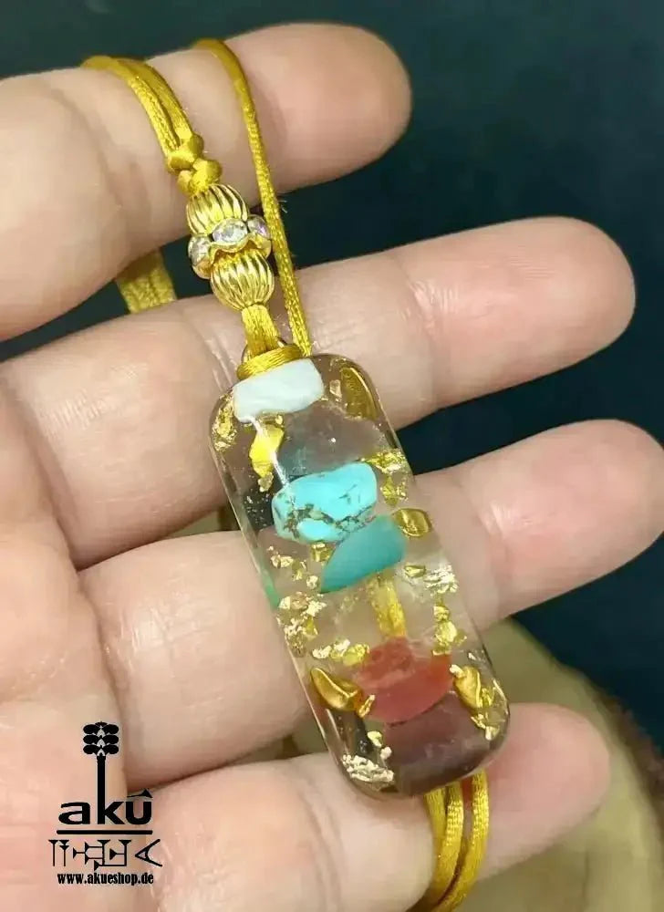 7Chakras Halskette Edelstein Energieanhänger Harz, Reiki - Meditationsenergie - AkueShop