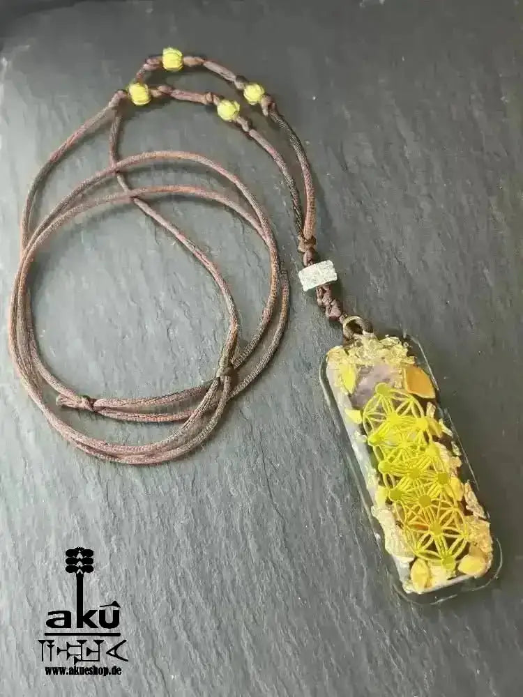7Chakras Halskette Edelstein Gold Energieanhänger Orgonit Geometrie Harz, Reiki - Meditationsenergie - AkueShop