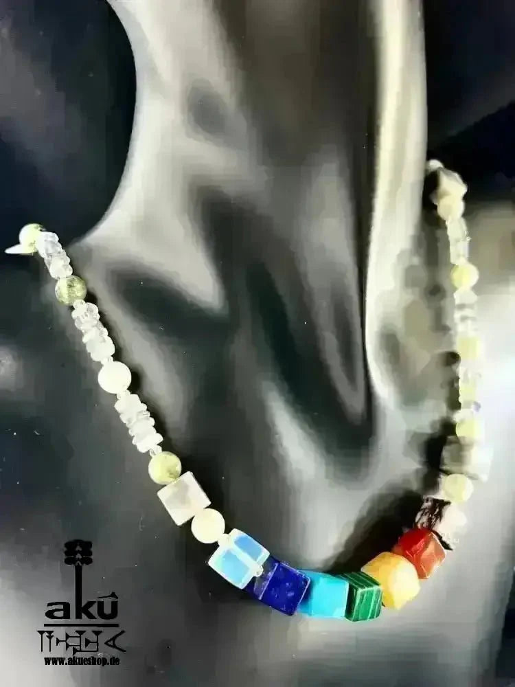 7Chakren Halskette 925er Silber, Labradorit & Falkenauge Steine, chakrenmeditationsenergie - AkueShop