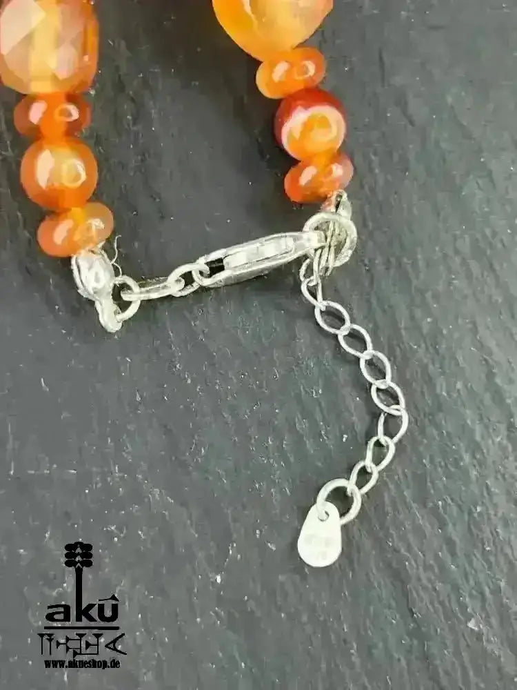 7Chakren Halskette Collier 925er Silber, natürliche Edelsteine, Karneol achat, chakrenenergie - AkueShop