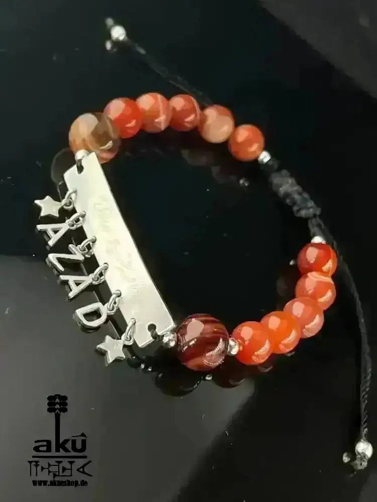 925 Silber Damen Achat Armband Buchstaben Geschenk natürliche Edelsteine islamisch, sakrale Wurzelchakren, Meditationsenergie - AkueShop