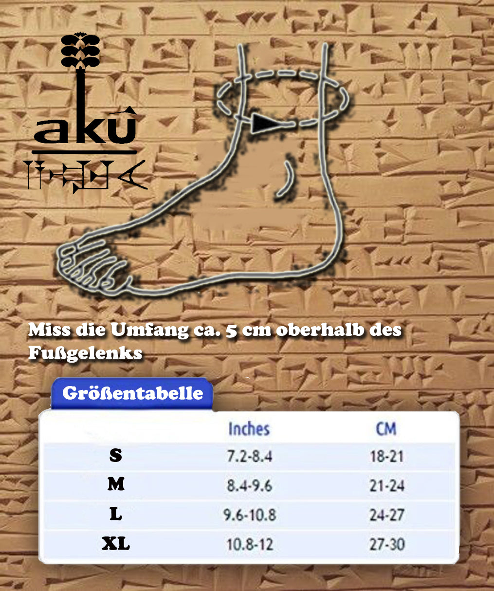 Füßkette Größtabelle, AkueShop Produkte