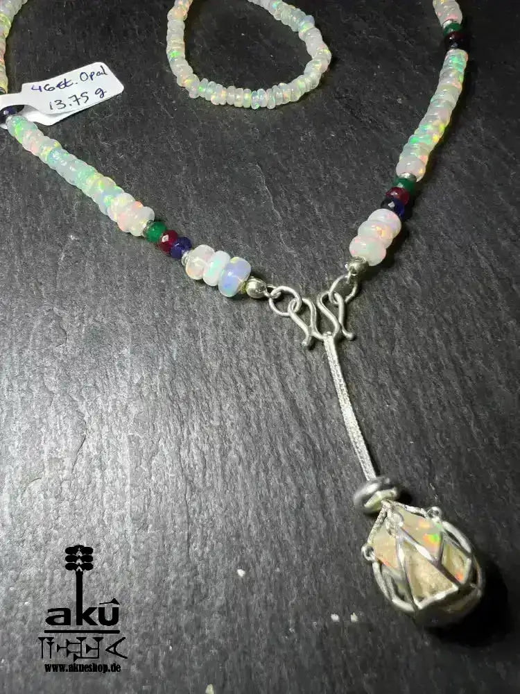 A+ Natürlich OPAL Lavalier Halskette, roher, Smaragd Rubin Saphir Edelsteine Heilungsenergie - AkueShop