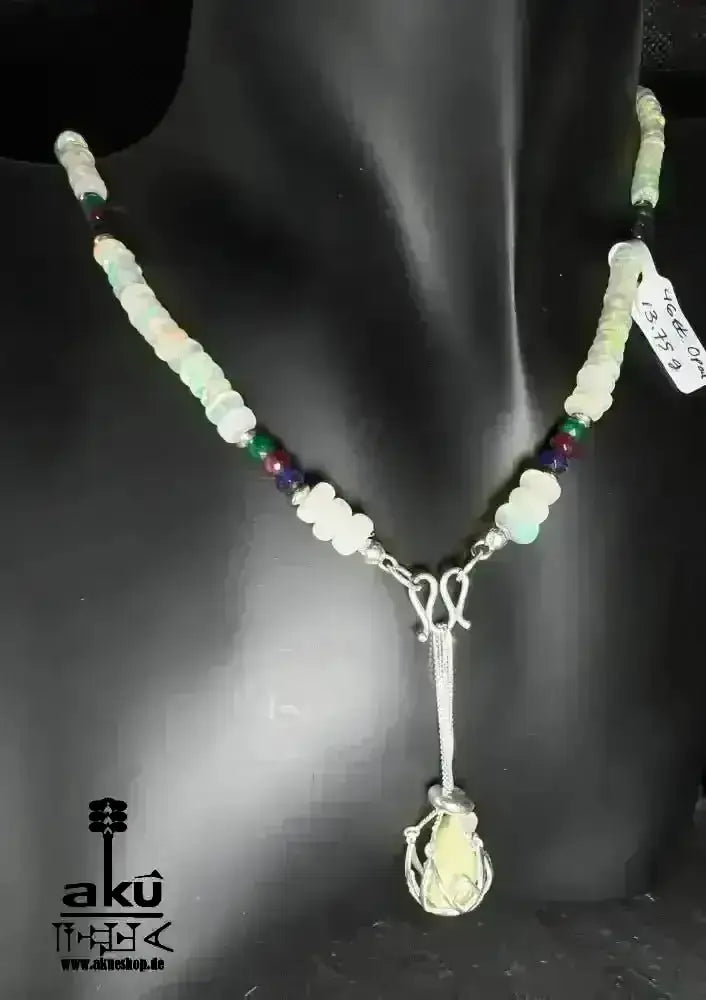 A+ Natürlich OPAL Lavalier Halskette, roher, Smaragd Rubin Saphir Edelsteine Heilungsenergie - AkueShop