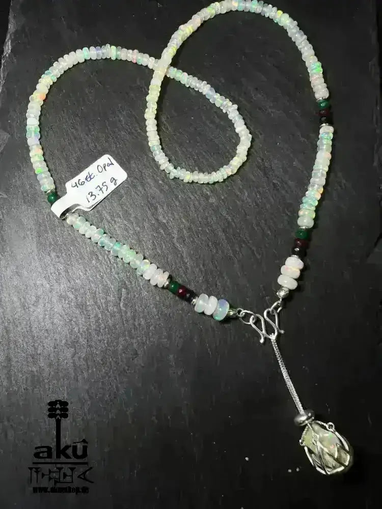 A+ Natürlich OPAL Lavalier Halskette, roher, Smaragd Rubin Saphir Edelsteine Heilungsenergie - AkueShop