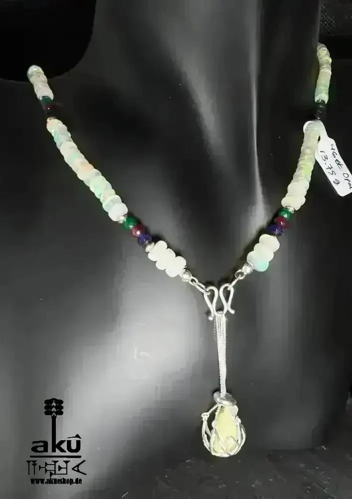 A+ Natürlich OPAL Lavalier Halskette, roher, Smaragd Rubin Saphir Edelsteine Heilungsenergie - AkueShop