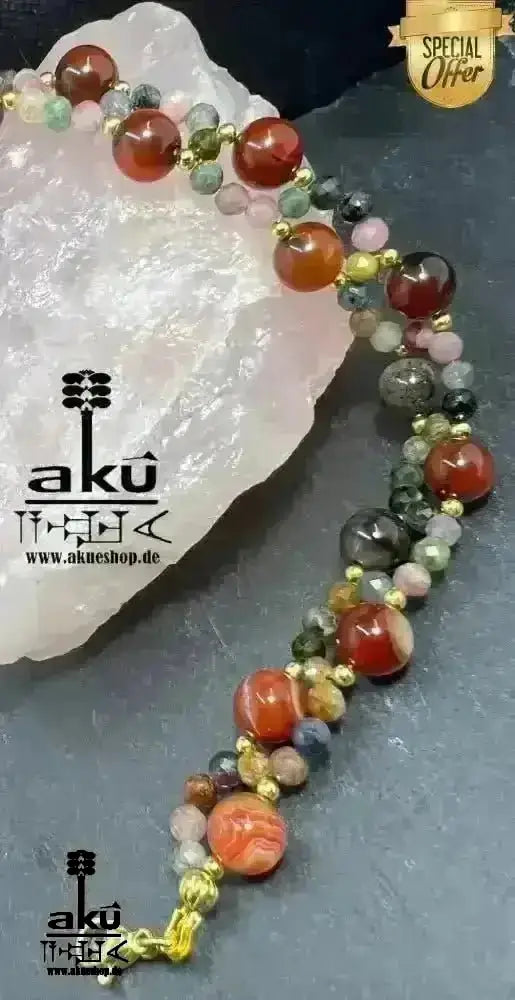 Damen Achat Armband Geschenk natürliche Edelsteine sakrale Wurzelchakren, Meditationsenergie - AkueShop