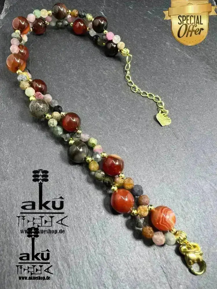 Damen Achat Armband Geschenk natürliche Edelsteine sakrale Wurzelchakren, Meditationsenergie - AkueShop
