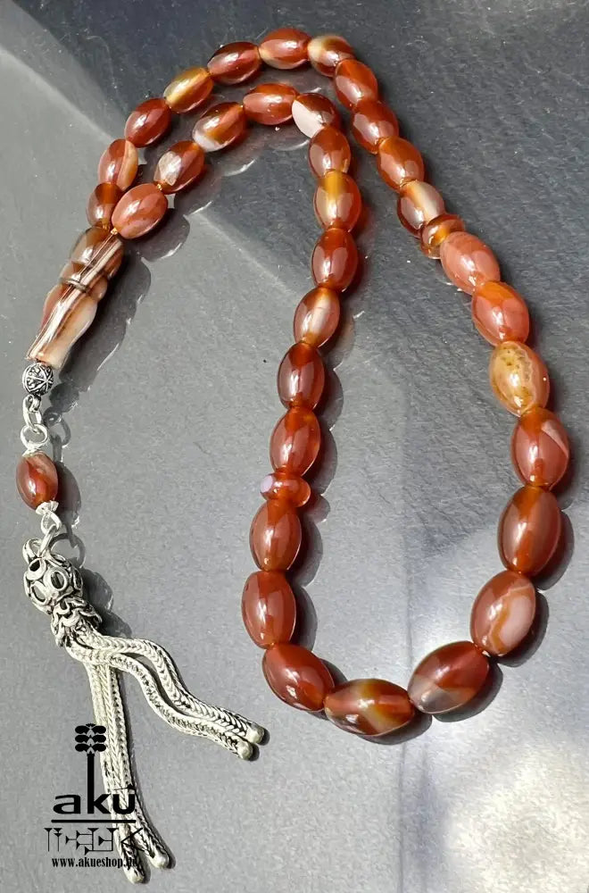 Akik Tasbih 33 natürlicher Achat Edelstein islamisches tasbeeh Misbaha 925 Silber Tasbih