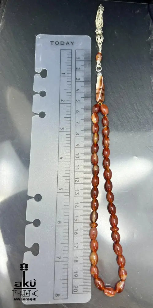 Akik Tasbih 33 natürlicher Achat Edelstein islamisches tasbeeh Misbaha 925 Silber Tasbih