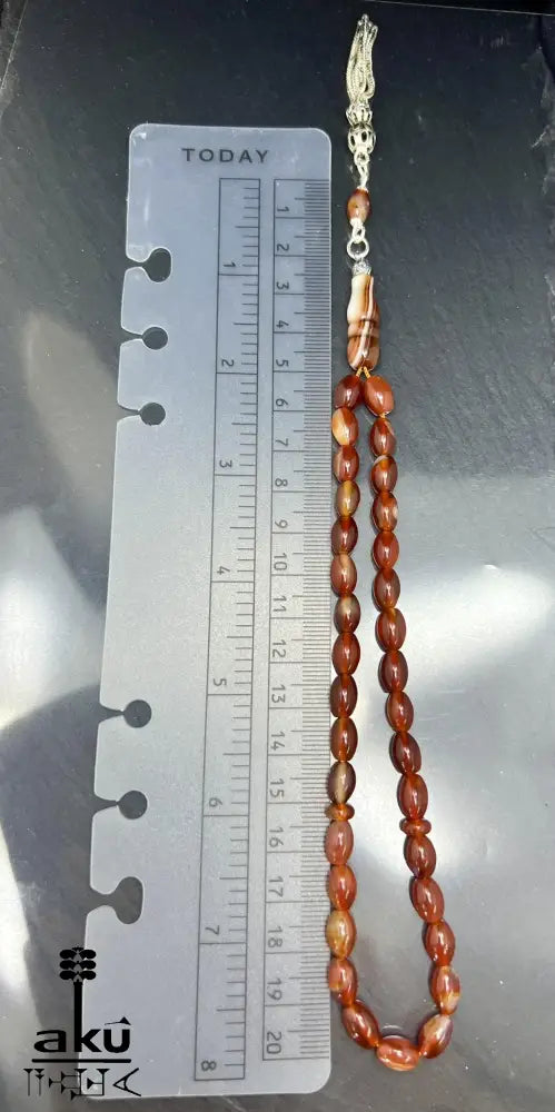 Akik Tasbih 33 natürlicher Achat Edelstein islamisches tasbeeh Misbaha 925 Silber Tasbih