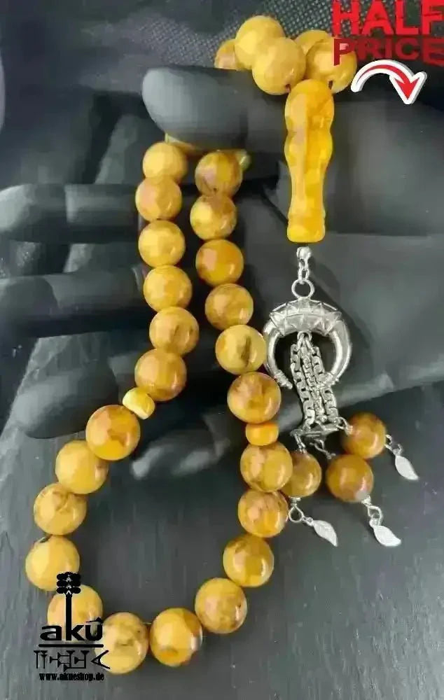 Alte riesige 13.5mm Ostsee Bernstein - Gebetskette Tesbih, islamisches Kehribar Misbaha - AkueShop