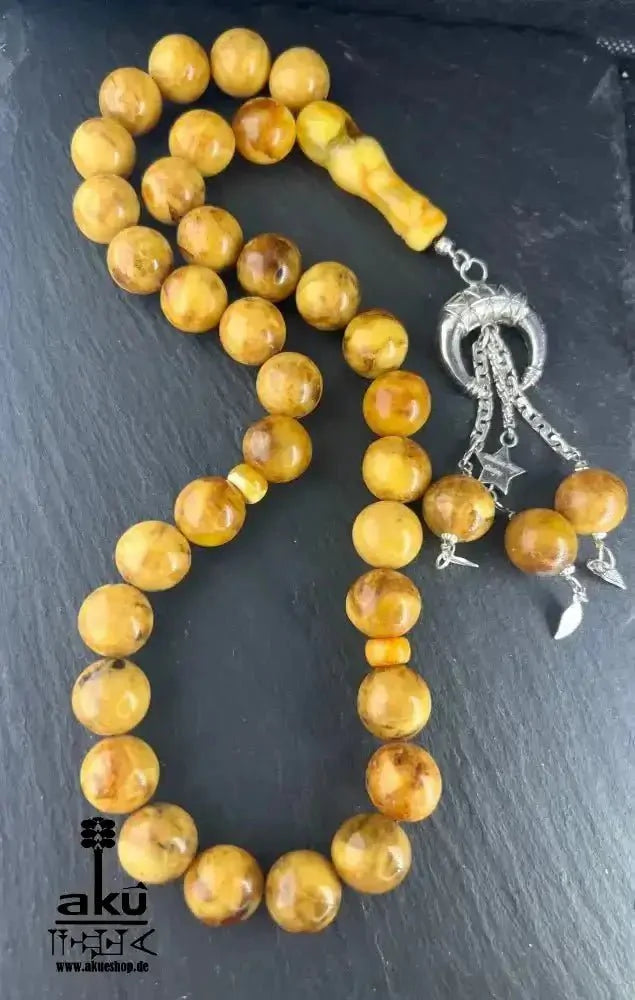 Alte riesige 13.5mm Ostsee Bernstein - Gebetskette Tesbih, islamisches Kehribar Misbaha - AkueShop