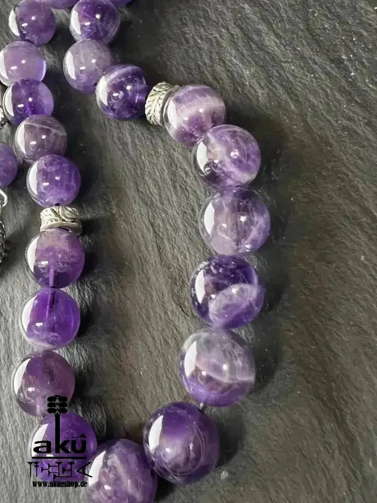 Amethyst tasbih, 925er silbere quaste. 10mm natürliche edelsteine, handgefertigte schmuck, edelstein schmuck, geschenkeideen, schneller versand, akueshop