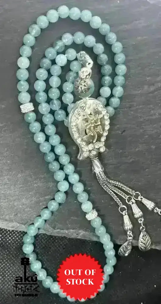 Apatit Tesbih 99, natürlicher blaustein, islamisches blaue Misbaha, Halschakra - AkueShop