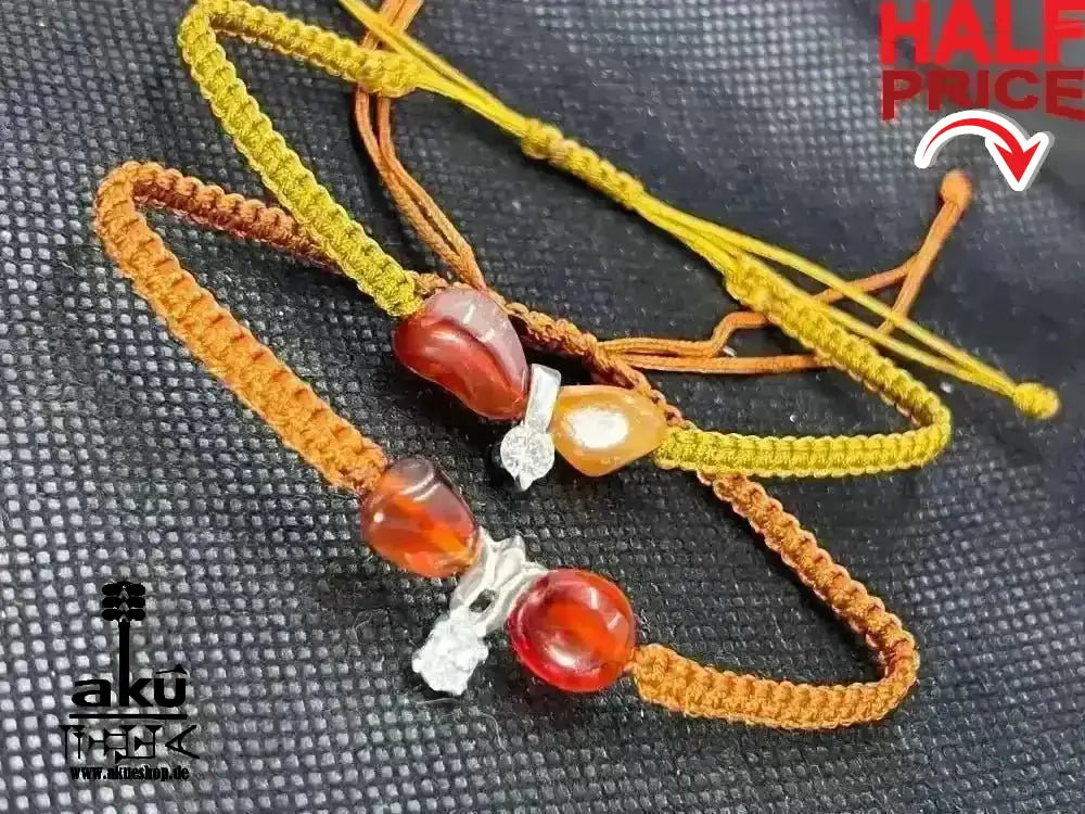 Armbänder Achat Stein, verstellbares Macreme Band, 925er Silber - AkueShop