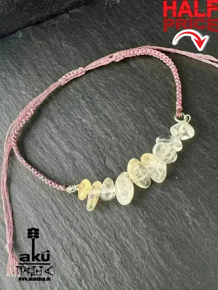 Armband Citrin Stein, verstellbares Macreme Band, Scorpio Sternzeichen Glückstein - AkueShop