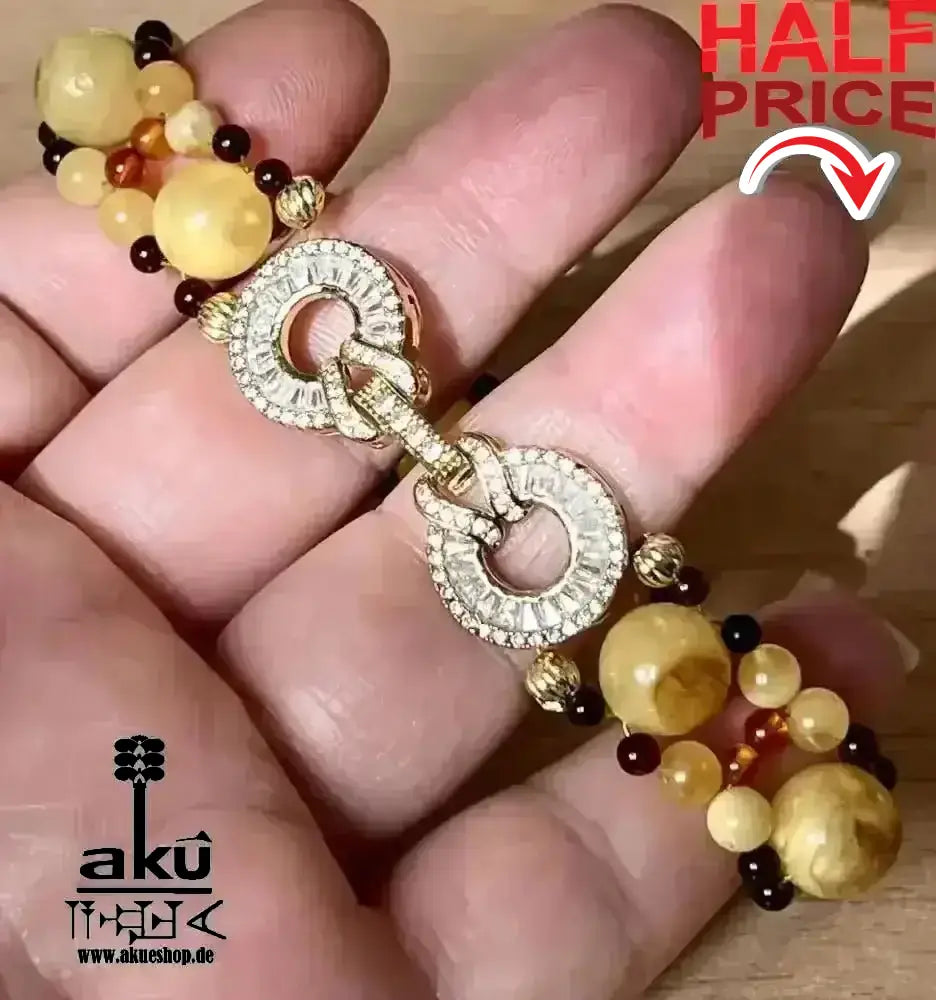Armband Natürlichen gelb Ostsee Bernstein Edelstein vergoldet,chakra meditationenergie - AkueShop