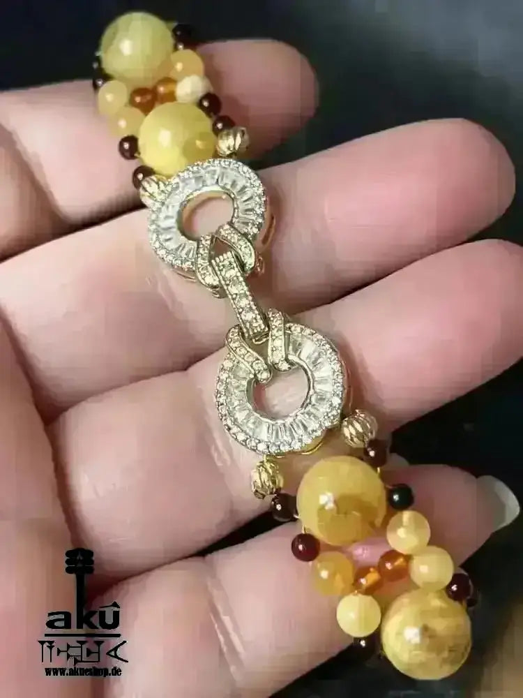 Armband Natürlichen gelb Ostsee Bernstein Edelstein vergoldet,chakra meditationenergie - AkueShop