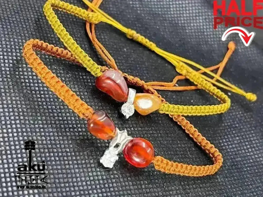 Armbänder Achat Stein, verstellbares Macreme Band, 925er Silber - AkueShop
