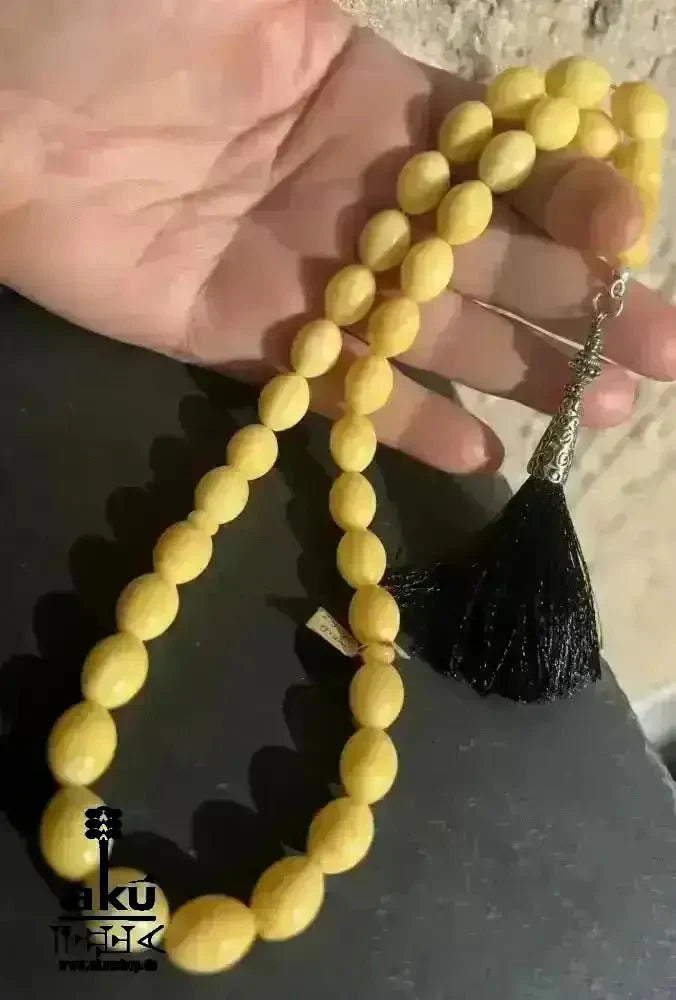 Bernstein Tesbih 33, gelbes Ostseebernstein, islamisches Rosenkranz, Kehribar Misbaha - AkueShop