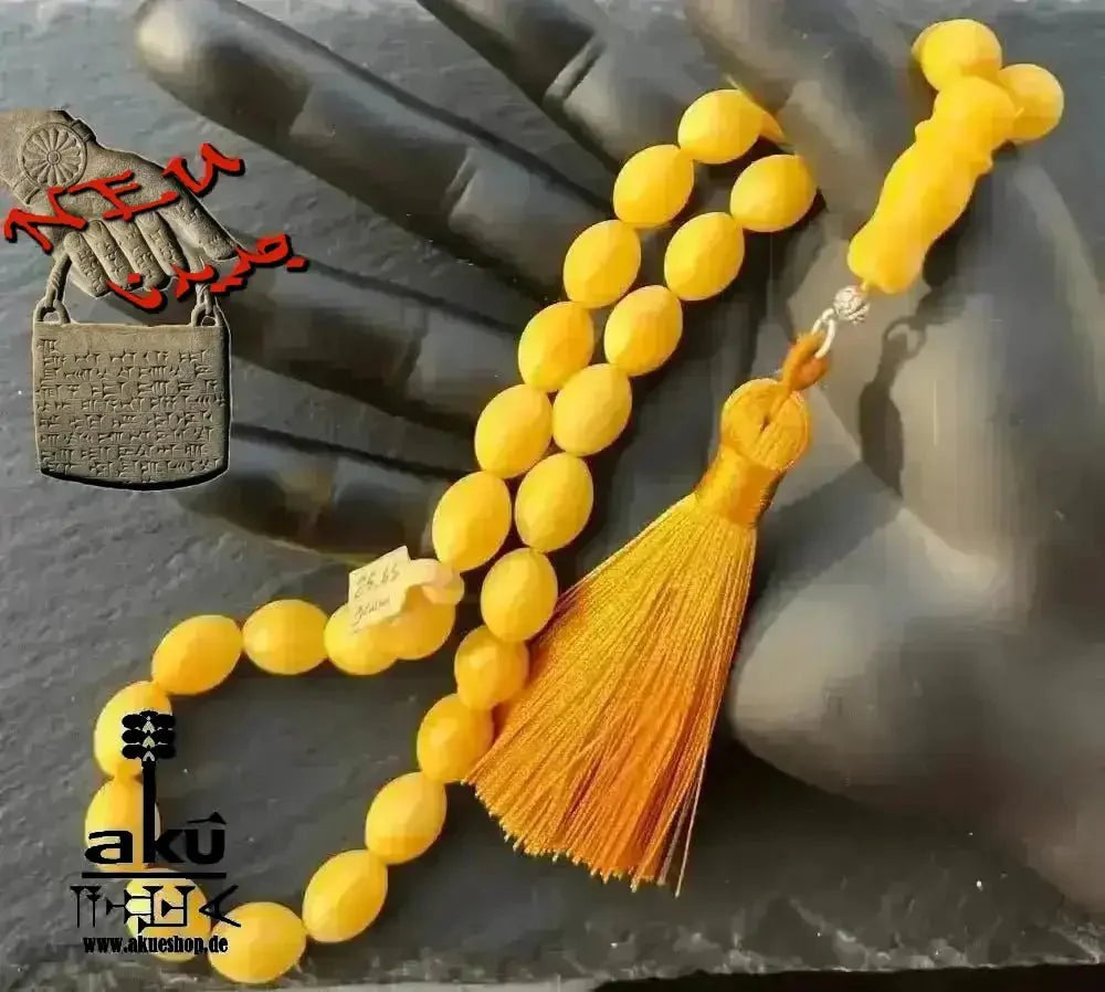 Bernstein Tesbih, Ostseebernstein, islamisches Misbaha, Kahrab, butterscotch kehribar - AkueShop