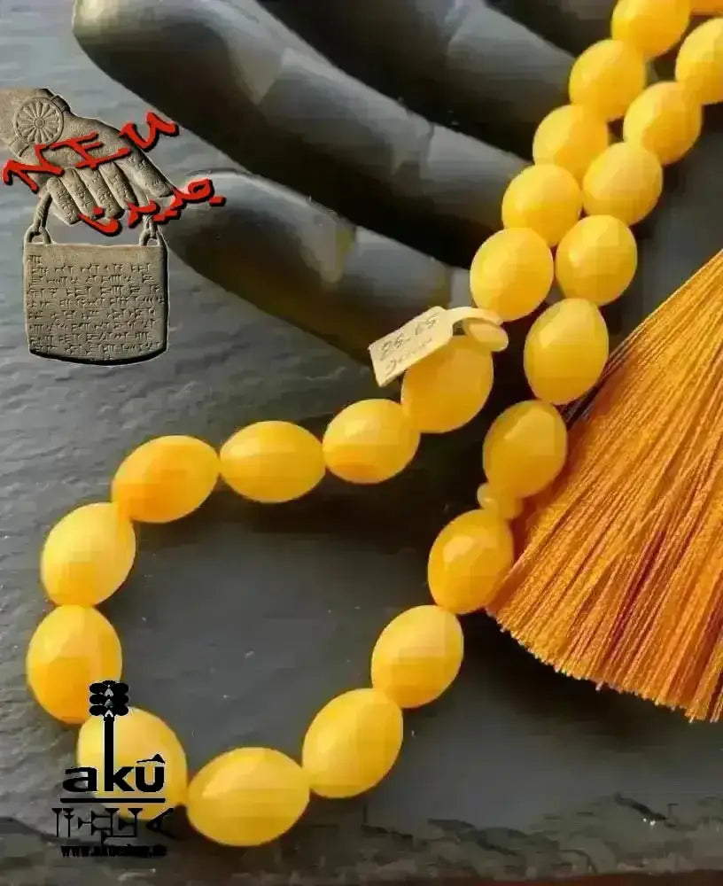 Bernstein Tesbih, Ostseebernstein, islamisches Misbaha, Kahrab, butterscotch kehribar - AkueShop
