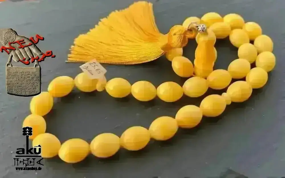 Bernstein Tesbih, Ostseebernstein, islamisches Misbaha, Kahrab, butterscotch kehribar - AkueShop