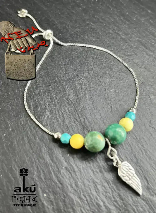 Bernstein und Türkis Armband 925er Silber verstellbar