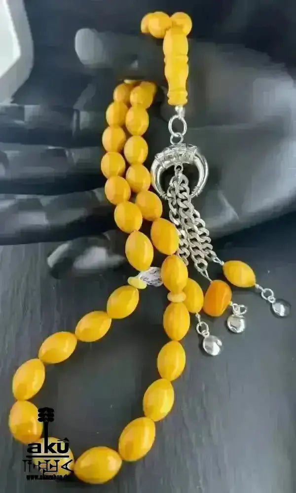 Echter Ostseebernstein Tesbih 33, islamisches Solarplexus - Chakra, Kehribar Misbaha - AkueShop
