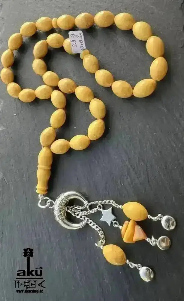 Echter Ostseebernstein Tesbih 33, islamisches Solarplexus - Chakra, Kehribar Misbaha - AkueShop