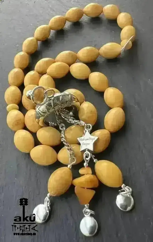 Echter Ostseebernstein Tesbih 33, islamisches Solarplexus - Chakra, Kehribar Misbaha - AkueShop