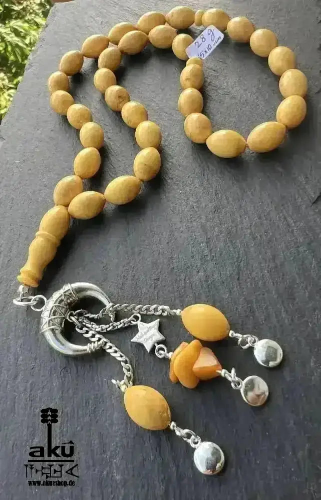 Echter Ostseebernstein Tesbih 33, islamisches Solarplexus - Chakra, Kehribar Misbaha - AkueShop