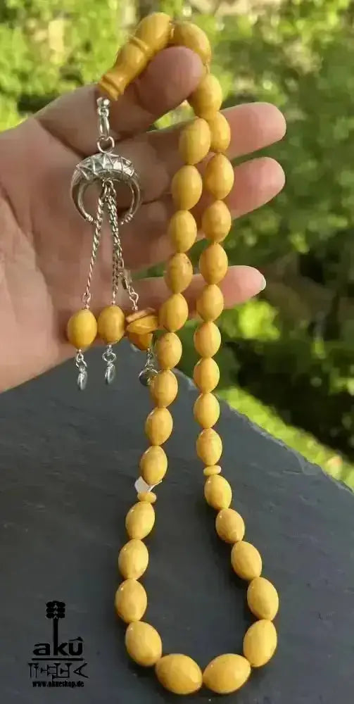 Echter Ostseebernstein Tesbih 33, islamisches Solarplexus - Chakra, Kehribar Misbaha - AkueShop