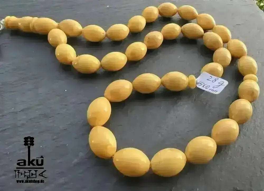 Echter Ostseebernstein Tesbih 33, islamisches Solarplexus - Chakra, Kehribar Misbaha - AkueShop