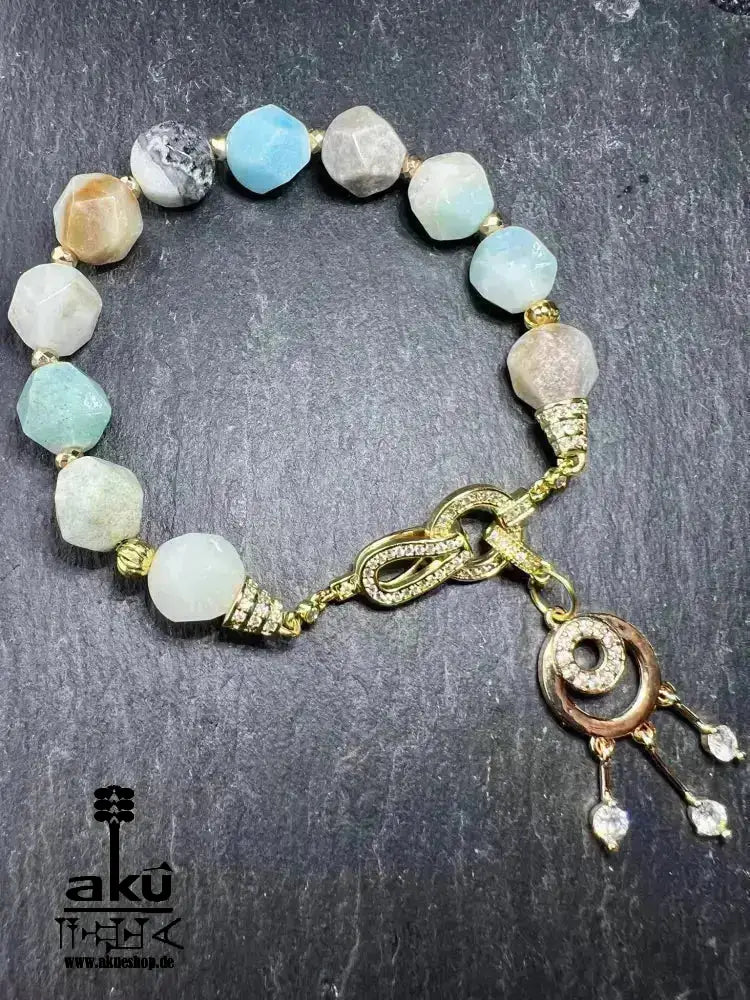 Edelsteine Armband, Amazonit, vergoldet mit einer quaste AkueShop