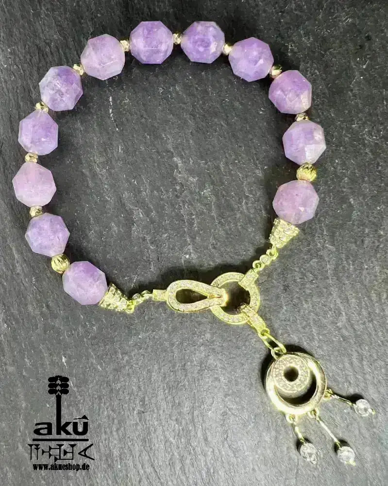 Edelsteine Armbänder, Amethyst,vergoldet mit einer Quaste AkueShop