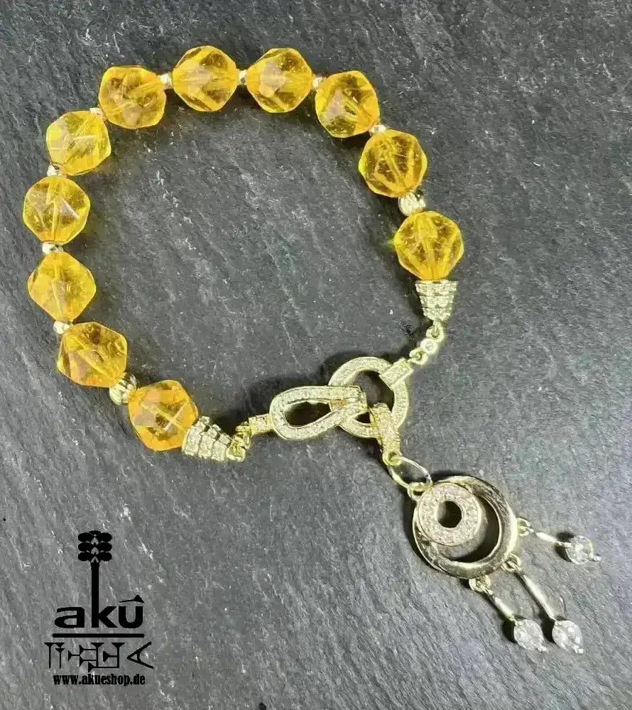 Edelsteine Armband, Citrin, vergoldet mit Quaste, AkueShop