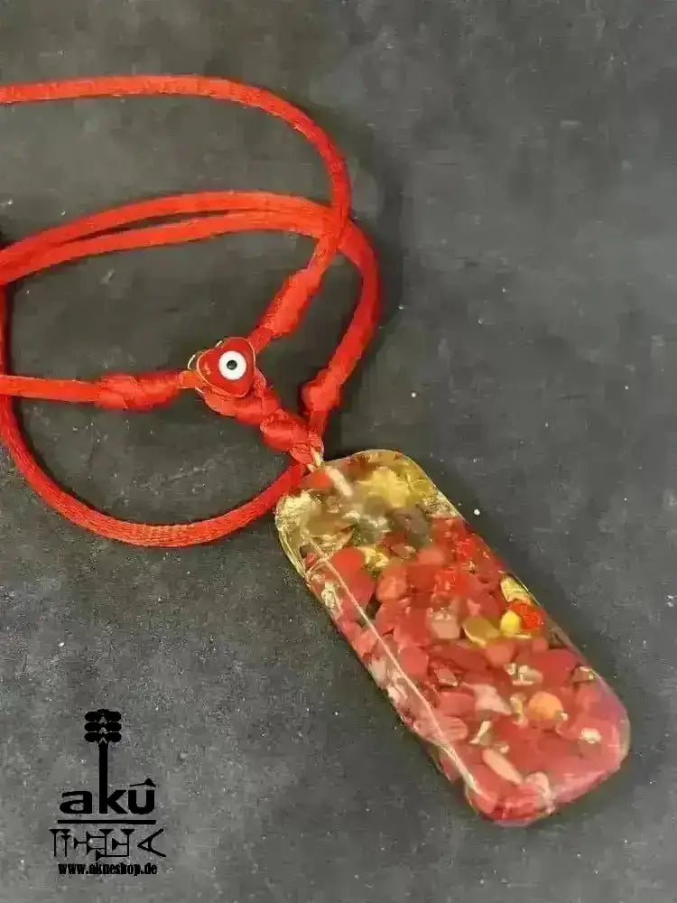 Energie rote Orgonit Schutzanhänger Halskette kraftvoller Geometrie Seidenschnur Sakralchakra Reiki Meditationsenergie - AkueShop