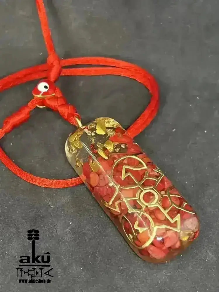 Energie rote Orgonit Schutzanhänger Halskette kraftvoller Geometrie Seidenschnur Sakralchakra Reiki Meditationsenergie - AkueShop