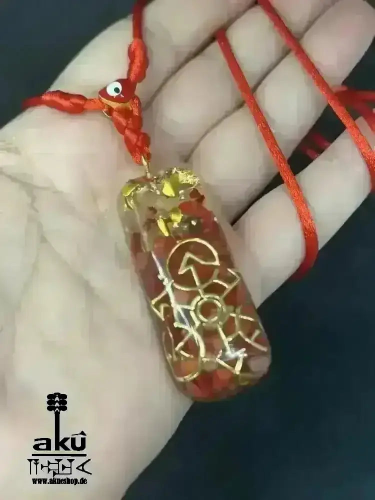 Energie rote Orgonit Schutzanhänger Halskette kraftvoller Geometrie Seidenschnur Sakralchakra Reiki Meditationsenergie - AkueShop