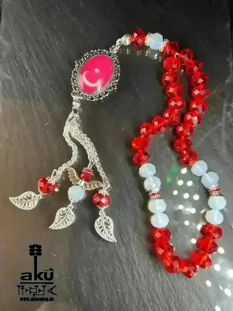 Fahne Tesbih, Irak, Saudiarabien, Syrien, Türkei, Ezdi, Kurdistan, Lebanon, Kristale 10mm, handgefertigte islamische Schmuck, Ramadan Eid Geschenke - AkueShop