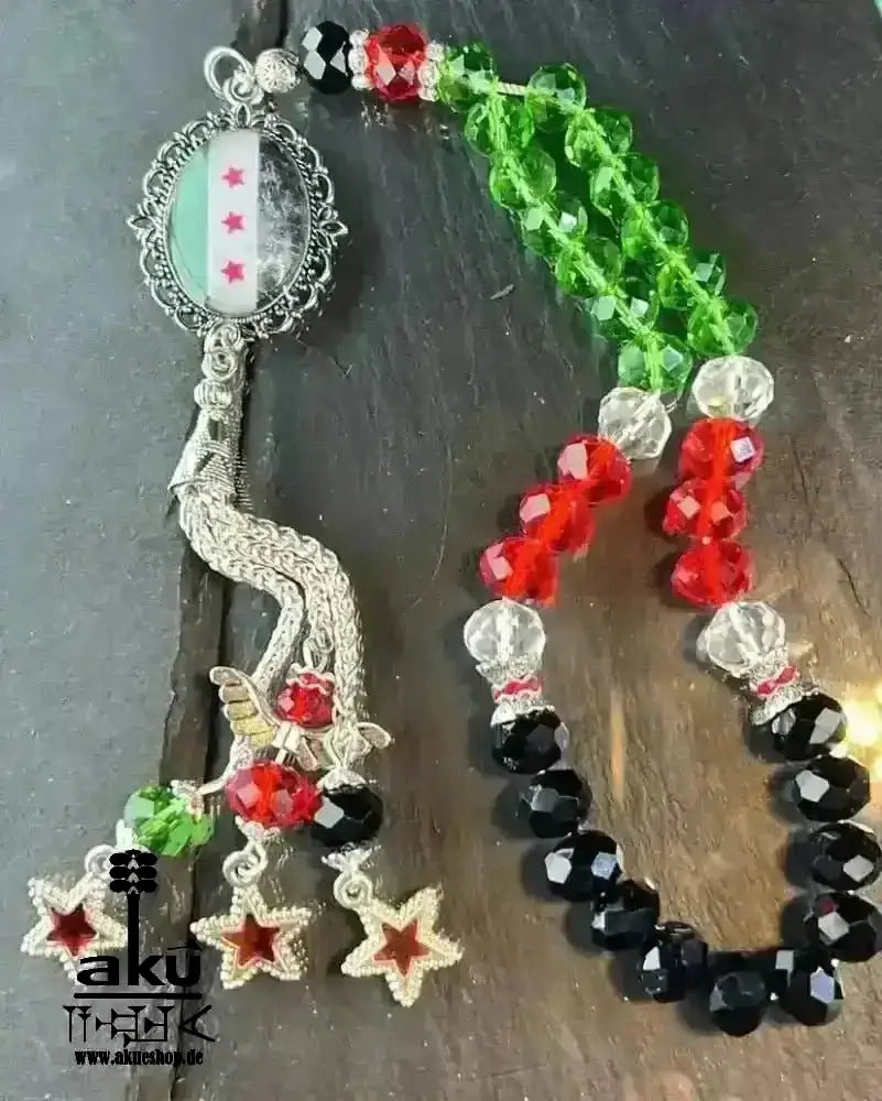 Fahne Tesbih, Irak, Saudiarabien, Syrien, Türkei, Ezdi, Kurdistan, Lebanon, Kristale 10mm, handgefertigte islamische Schmuck, Ramadan Eid Geschenke - AkueShop